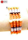 Qingmos Natural Coral Bracelet Pink Coral & Hematite Magnetic Necklace 29''