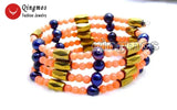 Qingmos Red Coral & Hematite Magnetic Bracelet Necklace Set