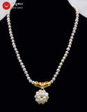 Qingmos Orange Coral Necklace with Handwork Ball Pendant