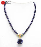 Qingmos Orange Coral Necklace with Handwork Ball Pendant