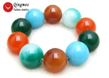 Qingmos Multicolor Jades Bracelet 20mm Round High Natural Jades Jewelry