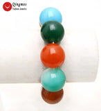 Qingmos Multicolor Jades Bracelet 20mm Round High Natural Jades Jewelry
