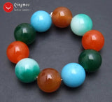Qingmos Multicolor Jades Bracelet 20mm Round High Natural Jades Jewelry