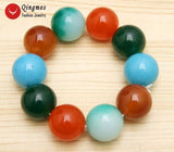 Qingmos Multicolor Jades Bracelet 20mm Round High Natural Jades Jewelry
