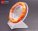 Qingmos Orange Coral Bracelet 10-11mm Thick Slice Elastic Jewelry