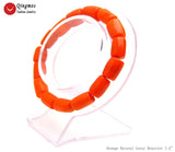 Qingmos Orange Coral Bracelet 10-11mm Thick Slice Elastic Jewelry