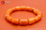 Qingmos Orange Coral Bracelet 10-11mm Thick Slice Elastic Jewelry