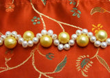 Qingmos Natural Pearl Bracelet Yellow Freshwater Pearl Weaving Bracelet