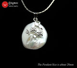 Qingmos Natural Pearl Pendant Necklace for Women with 20mm Oval Pearl Choker