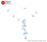 Qingmos Lace Agates Stone Pendant Necklace for Women 17''