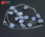 Qingmos Lace Agates Stone Pendant Necklace for Women 17''
