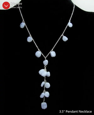 Qingmos Lace Agates Stone Pendant Necklace for Women 17''