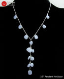 Qingmos Lace Agates Stone Pendant Necklace for Women 17''