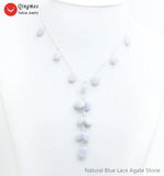 Qingmos Lace Agates Stone Pendant Necklace for Women 17''