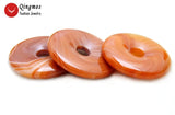 Qingmos 40mm Red Striped Agates Pendant for Women - Donuts Shape