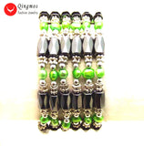 Qingmos Green Pearl Bracelet & Necklace Set, Magnetic Hematite