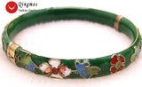 Qingmos Purple Cloisonne Enamel Bangles Bracelets for Women Cuff