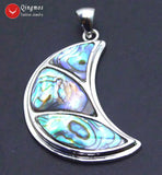 Qingmos Moon Abalone Shell Pendant Natural Multicolor Abalone Shell-pen81