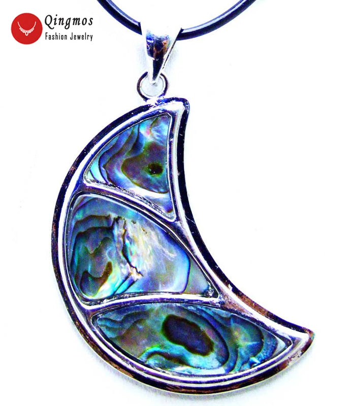 Qingmos Moon Abalone Shell Pendant Natural Multicolor Abalone Shell-pen81