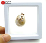 Qingmos 20mm Pink Pearl Pendant Necklace for Women Chokers Chain Jewelry Box