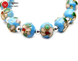 Qingmos Cloisonne Bracelet for Women 10mm Beads 7.5''
