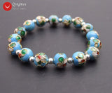Qingmos Cloisonne Bracelet for Women 10mm Beads 7.5''