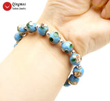 Qingmos Cloisonne Bracelet for Women 10mm Beads 7.5''