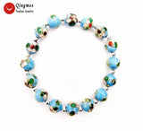 Qingmos Cloisonne Bracelet for Women 10mm Beads 7.5''
