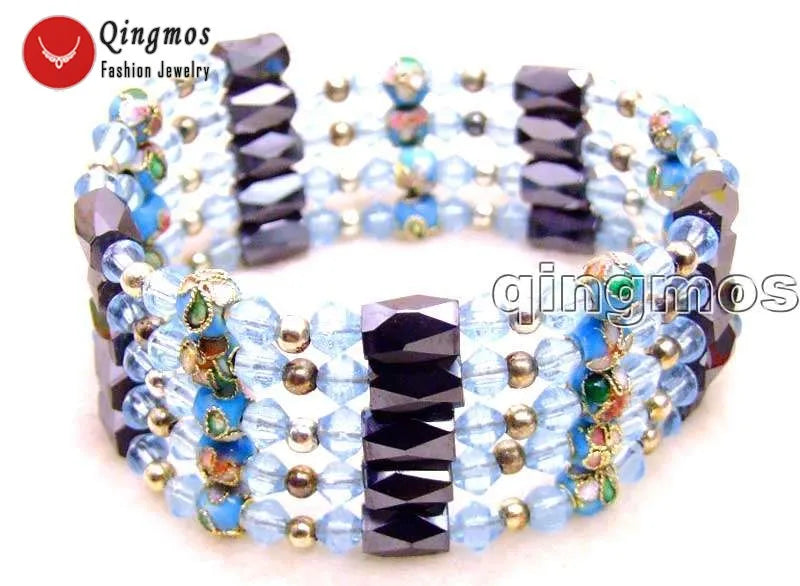 Qingmos Cloisonne Bracelet & Hematite Magnetic Necklace Set