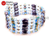 Qingmos Cloisonne Bracelet & Hematite Magnetic Necklace Set