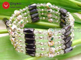 Qingmos Cloisonne Bracelet & Hematite Necklace Set