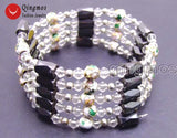 Qingmos Cloisonne Bracelet & Hematite Necklace Set