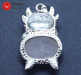 Qingmos Pig Shape Pendant with Natural Flash Agates Jewelry
