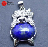 Qingmos Pig Shape Pendant with Natural Flash Agates Jewelry