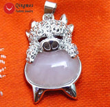 Qingmos Pig Shape Pendant with Natural Flash Agates Jewelry