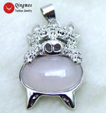 Qingmos Pig Shape Pendant with Pink Crystal