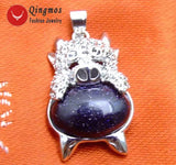 Qingmos Pig Shape Pendant with Pink Crystal