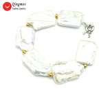 Qingmos Rectangle Freshwater Pearl Bracelet 7.5''