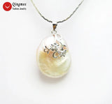 Qingmos Pink Pearl Pendant Necklace for Women with Chokers Chain