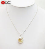 Qingmos Pink Pearl Pendant Necklace for Women with Chokers Chain