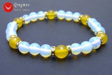 Qingmos Opal & Pink Jade Bracelet for Women 8'' Fine Jewelry