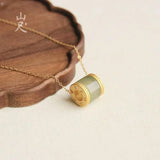 Natural Hetian Jade Lulutong Pendant S925 Sterling Silver Necklace