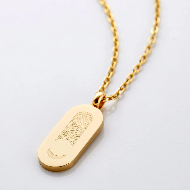 Moon Necklace For Women Stainless Steel Arabic Islamic Pendants