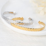Stainless Steel Wave Cuff Bangle Bracelet for Women