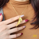 Angel Wings Necklace For Mama Personalized Engraved Family Name Pendant Chain