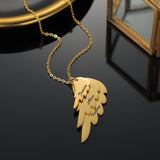 Angel Wings Necklace For Mama Personalized Engraved Family Name Pendant Chain