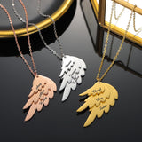 Angel Wings Necklace For Mama Personalized Engraved Family Name Pendant Chain