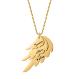 Angel Wings Necklace For Mama Personalized Engraved Family Name Pendant Chain