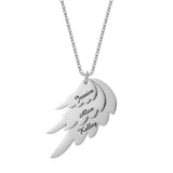 Angel Wings Necklace For Mama Personalized Engraved Family Name Pendant Chain