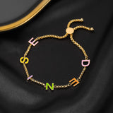 Colorful Enamel Name Bracelet Stainless Steel Jewelry Gift